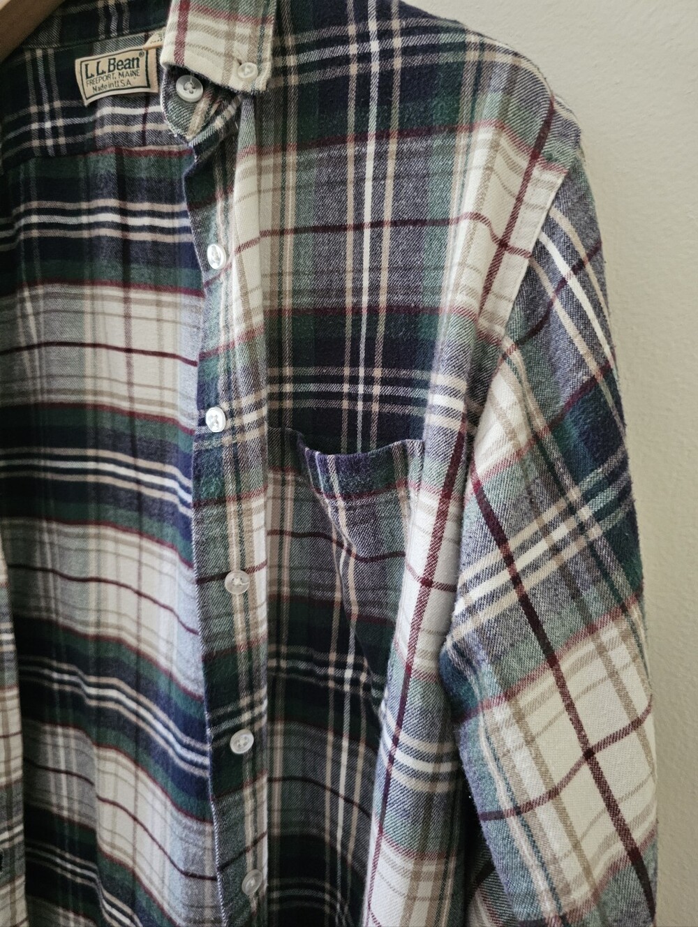 Vintage LL Bean Plaid Flannel Button-up Shirt - Picture 3 of 16